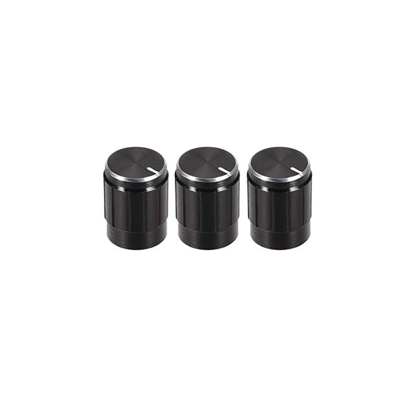 sourcing map 3 x Aluminium Volume Control Potentiometer Knurled Shaft