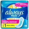 Always Maxi Feminine Pads Without Wings for Women, Size 1,