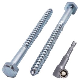 SKIR'CO (Pack of 20) DIN 571 Zinc Plated Steel Hex Wood Screws M6 x 90mm Screws Hex Head Key Screws (with Magnetic Hex Bit)