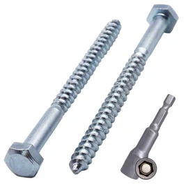 SKIR'CO (Pack of 20) DIN 571 Zinc Plated Steel Hex Wood Screws M6 x 90mm Screws Hex Head Key Screws (with Magnetic Hex Bit)