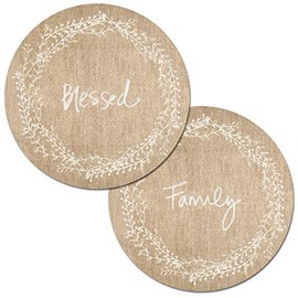 First Dawn Wipe-Clean Round Reversible Shaped Placemats, Family Blessed, Set of 2, Made in The USA
