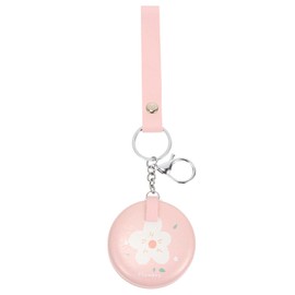 Portable Folding Mirror Travel Mirror: Cosmetic Mirror Keychain Outdoor Handheld Round Mirror Dual Side Women Mirror for Trip Pink