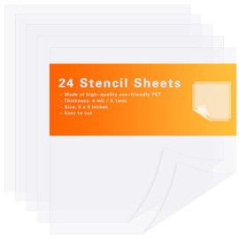 24Pcs Easy Cut Stencil Sheet Set, 8”x 8” Blank Mylar Stencil Sheets for Craft, Acetate Mylar for Cricut Vinyl Cutting