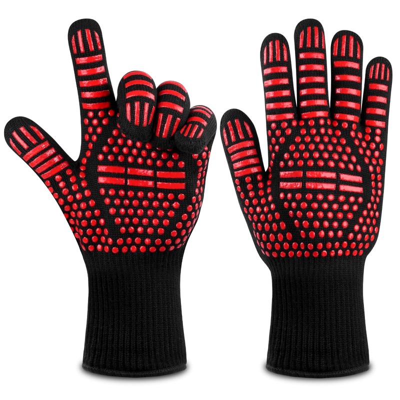 Flintronic Barbecue Gloves, Heat Resistant with 800°C, Fireproof Gloves, Baking