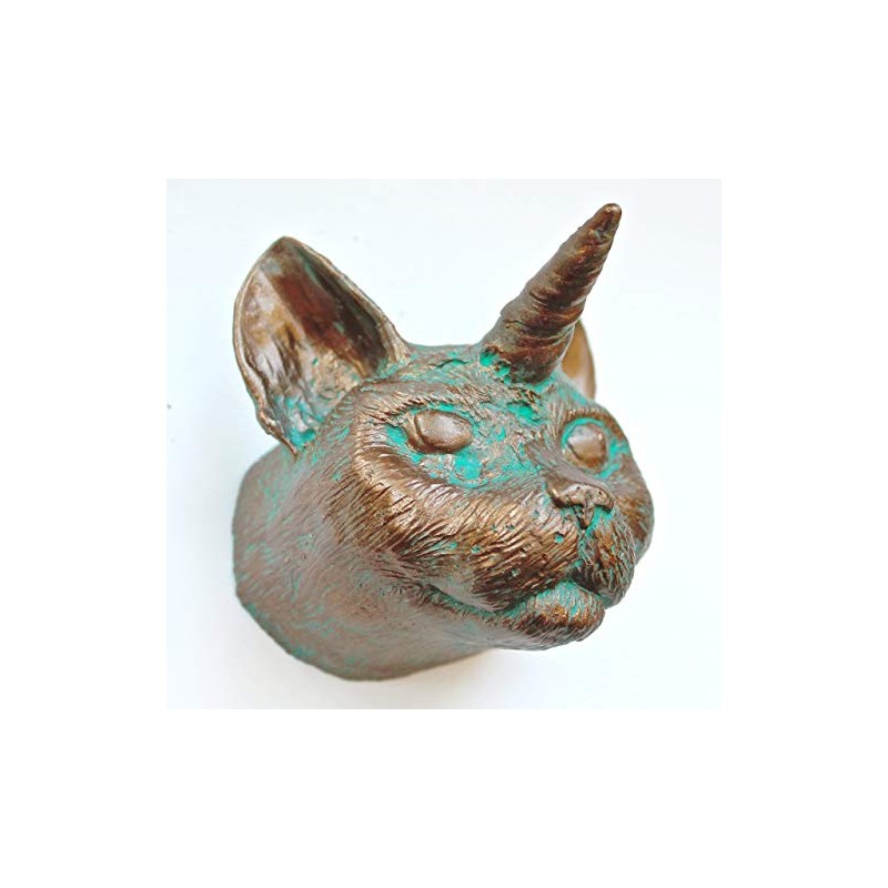 Bronze Cat Unicorn Wall Mount