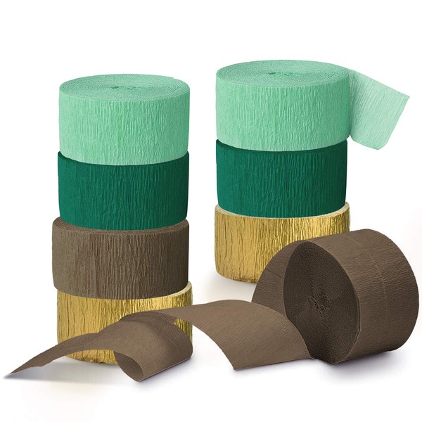 NICROLANDEE Wedding Party Decorations - 8 Rolls Green Crepe Paper Streamers Tassels Streamers for Rustic Style Bridal Shower Birthday Botanical Baby Shower Vintage Party Decorations