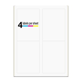 PACKZON 3-1/2" x 5", 4 Labels per Sheet, Laser/Inkjet Printers, Permanent Adhesive, White Matte (100 Labels/25 Sheets)