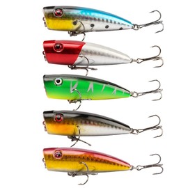 FANGBLUE Popper Fishing Lures Topwater Fishing Baits 2.6 inch Hard Baits 3D Eyes Swimbait Crankbait with Treble Hook for Bass Trout Freshwater Saltwater