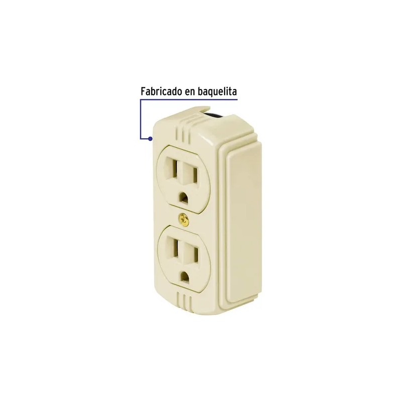 Contacto Doble Sobreponer Aterrizado Economica Voltech 46103 Color Blanco