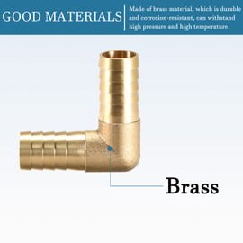 QUARKZMAN 19 mm Dmr 90 Degree Barb Hose Connector Brass x 2 Pieces Elbow Couplings for Hose Connection Gold Tone