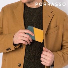 PORRASSO Card Holder Wallet RFID Blocking PU Wallet Men Minimalist Wallet Pop Up Design Bank Card Case Green