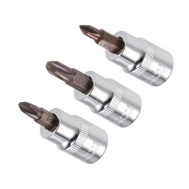 CoCud Phillips Bit Socket Set, PH1 - PH3 Bit 3/8" Drive, S2 Steel Heat Treated CR-V Socket - (Applications: for Fastener Application), 3-Pieces