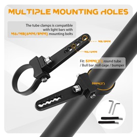 GLOBLED Light Bar Mounting Brackets Aluminum Alloy Led Roll Bar Light Cage Mount 2 Inch Round Tube Mount Brackets Compatible with RZR Kawasaki Yamaha Truck ATV