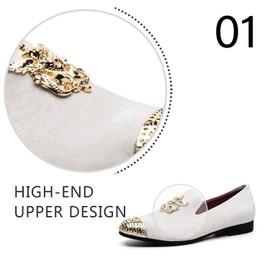 JITAI Men's Retro Velvet Embroidery Elegant Moccasin Shoes Leisure Shoes - - 41 EU