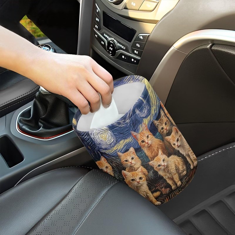 Darisoco Cat Van Gogh Car Trash Bag Hanging, Car Rubbish