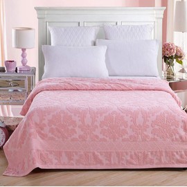 Summer Duvet Towel Blanket, 180 * 220 cm Lightweight Cooling Breathable Towel Quilt Summer Blanket Air Conditioning Blanket 100% Cotton Terry Cloth,Pink