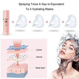 Nano Facial Mister Moisturizing Atomization Humidifier Cool Mist Facial Steamer Handy Mist Sprayer Moisturizing & Hydrating for Skin Care, Makeup, Eyelash Extensions (Pink)