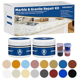 Kit de reparación de mármol y granito, kit de reparación de encimeras de mármol porcelánico, piedra y cuarzo para astillas, abolladuras, grietas, agujeros y arañazos, repara bordes y esquinas