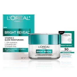 L'Oreal Paris L'Oreal Paris Bright Reveal Vitamin C Glow Moisturizer, Supercharged Facial Moisturizer to Brighten Skin, Even Tone and Hydrate for 72HRs, Includes SPF 50 Sample