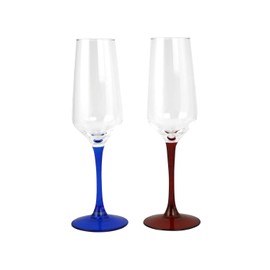 ThreeStar Glass 8.5" Multicolor Stem Flute Set GS7113