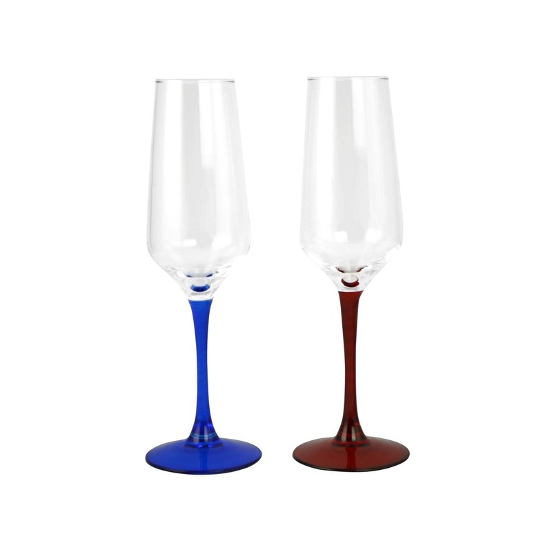 ThreeStar Glass 8.5" Multicolor Stem Flute Set GS7113