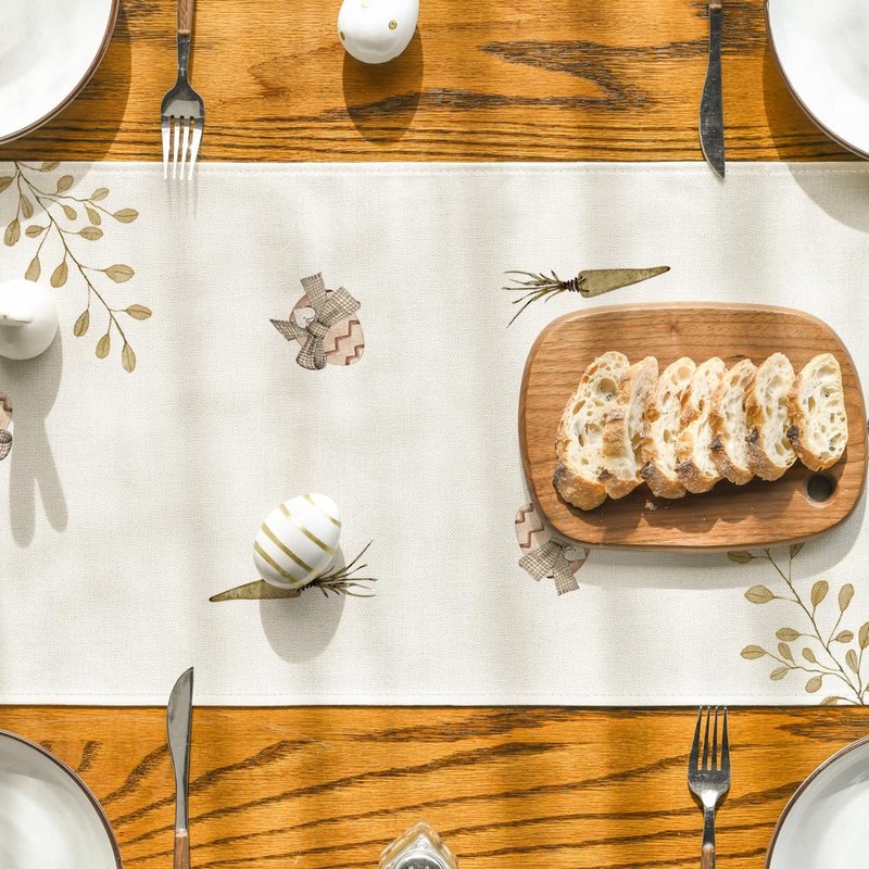 Artoid Mode Carrots Rabbit Bunny Happy Easter Table Runner, Spring