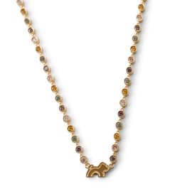 Cloud Haven 24K Gold Plated Choker Necklace for Women with Crystal CZ Studded Chain and Dog Pendant