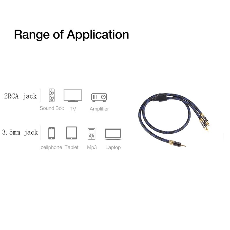 KUYIOHIFI HiFi Dual Shielded (OD 8.0mm) 3.5mm AUX to 2