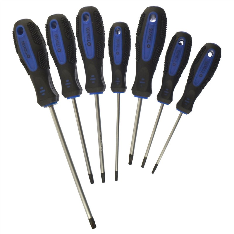7pc Torx Star Magnetic Screwdriver Set with Cushioned Grip T10
