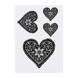4 x 'Heart with Flower' Temporary Tattoos - Water Resistant, Skin-Safe, Non-Toxic Transfers, Mixed Sizes (TO00080618)
