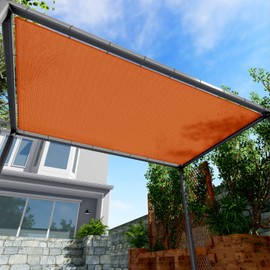 Windscreen4less Straight Edge Sun Shade Sail 7' x 11' Sun Shade Canopy Cover Outdoor with Grommets D-Ring UV Block for Pergola Backyard Patio (Orange)