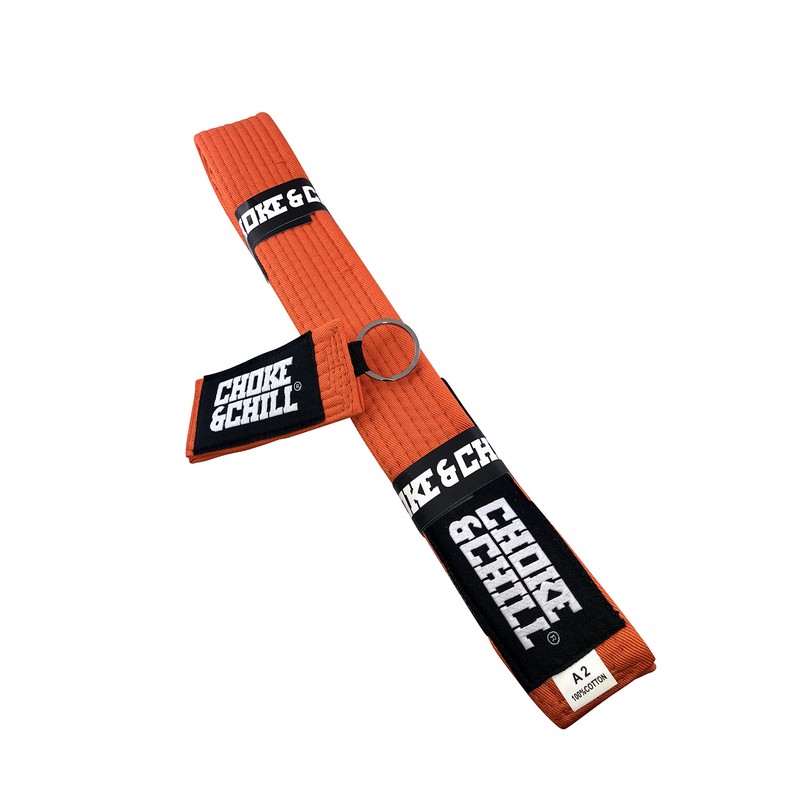 Choke&Chill BJJ Brazilian Jiu-Jitsu Belt with Keyring (Orange-Black, M3 (240