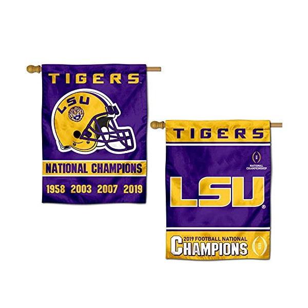 College Flags & Banners Co. Louisiana State LSU Tigers 2019 and 4 Time Champions Double Sided House Flag