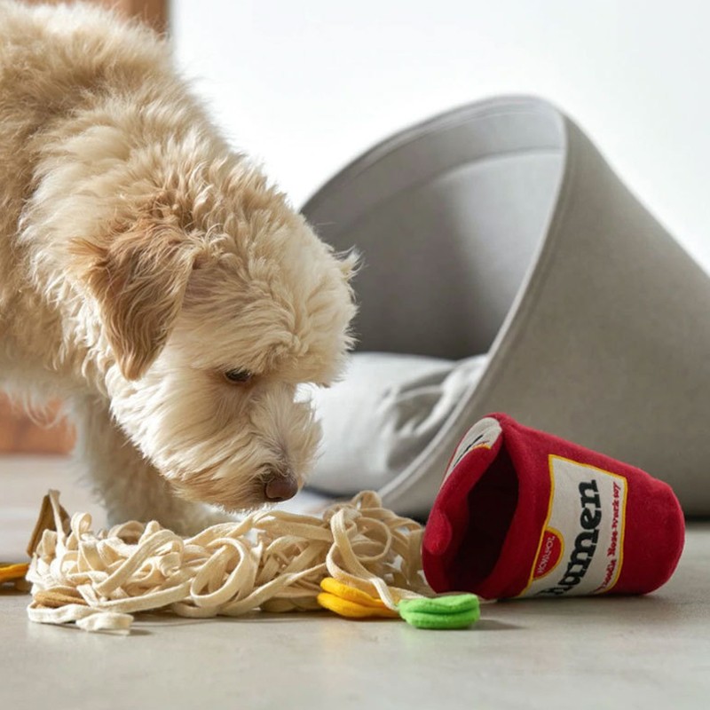 Dog Sniffing Toy Funny Interactive Puzzle Plush Noodle Shape Leaking