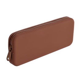 JOVAKIT Rectangle Portable Silicone Cosmetic Bag for Women, Travel Waterproof Makeup Bag Gifts for Women Girls, Zipper Closure Makeup Brush Toiletry Case Travel Storage Organizer Pouch (Brown)