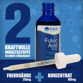 Trace Minerals Fulvic Acid Liquid Ionic Fulvic Acid, 250 mg, Intestine, Digestion, Skin, Brain, Minerals Complex 72+ Minerals and Trace Elements, PH Balance, Muscle Endurance, Hydration
