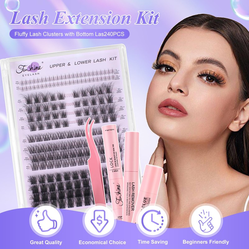 Fenshine Cluster Lashes Individual Lashes Kit 3D WISPY LASH KIT