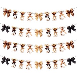 4pcs Bow Martini Party Banner Garland, Coffee Espresso Martini Glasses Bow Banner Pre-Assembled Coffee Cocktail Theme Garland with Bows for Bridal Shower Bachelorette