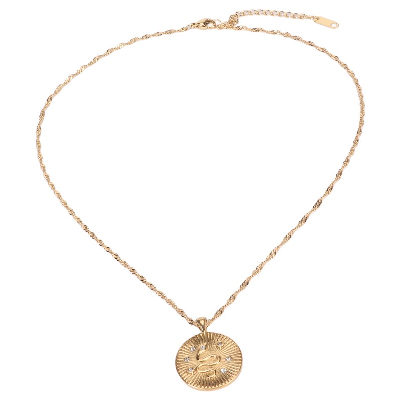 White Zircon Women Necklace Snake Pattern Electroplated Fashionable Female Pendant