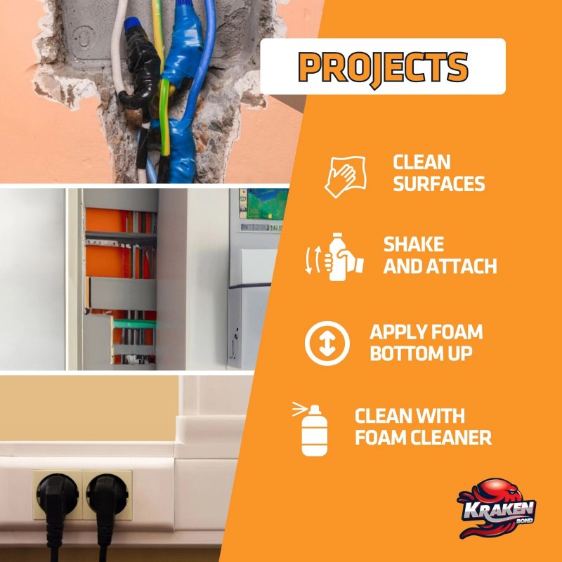 Kraken Bond Extreme Fire Block Polyurethane Straw Foam Sealant 12