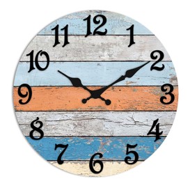 ArtSocket Round Wall Clock Silent Non-Ticking 8", Rustic Coastal