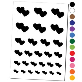 Double Heart Symbol Temporary Tattoo Water Resistant Fake Body Art Set Collection - Purple (One Sheet)