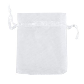 ankirol 100pcs Sheer Organza favor bags 7,6 x 10,2 cm joyería caramelo bolsas de regalo bolsas muestras Cordón de la visualización, Blanco