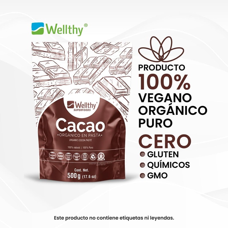 CACAO ORGÁNICO 500G WELLTHY SUPER FODDS