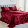 Sasttie Satin King Sheet Set, Wine Satin Sheets for King