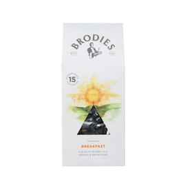 Brodies - Breakfast Tea in Biodegradable Pyramid Bags - 100% Natural Eco-Friendly and Sustainably Sourced - 6 Boxes Of 15 Tea Bags - Total Of 90 Plastic Free Pyramid Teabags