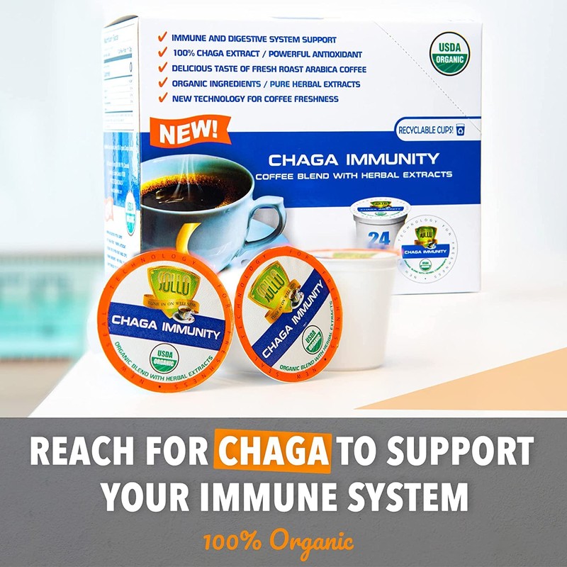 SOLLO Chaga Mushroom Coffee Pods, Infused, Compatible With 2.0 K-Cup