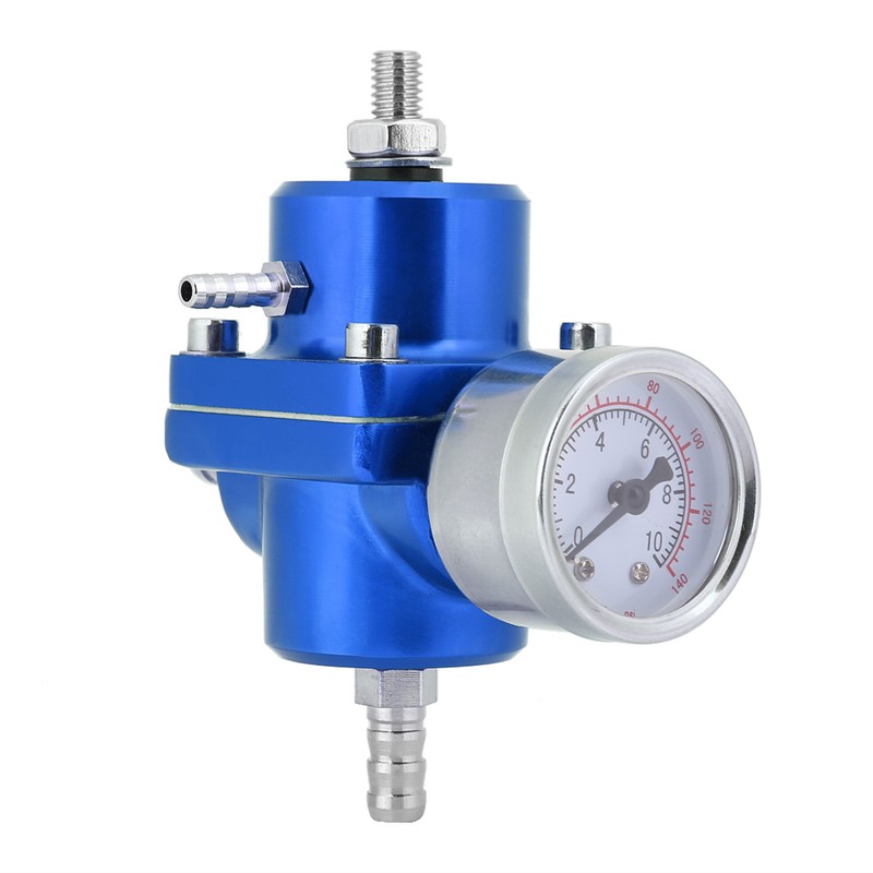 Universal Aluminum Fuel Pressure Regulator Gauge & Hose Kit 0-140