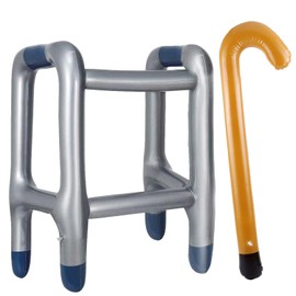 Aufblasbare Gehhilfe und Aufblasbarer Spazierstock, 2 Stück Aufblasbarer Rahmen Rentner Kostüm, Oma Opa Kostüm Aufblasbare Requisiten, Lustiges Geschenk für Geburtstag Karneval Fasching Cosplay