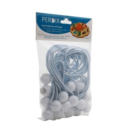 perdix Pack of 25 Bungees with Ball, 19 cm, White for Banners, Tarpaulins, Tents (Expander Loop, Rubber Tensioner, Tarpaulin Holder, Tarpaulin Rubber, Tent Rubber)